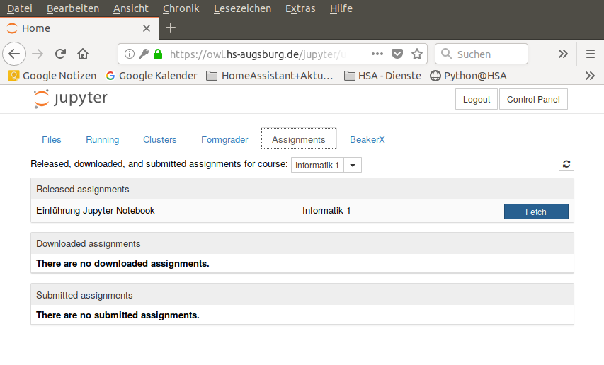 Assignments holen