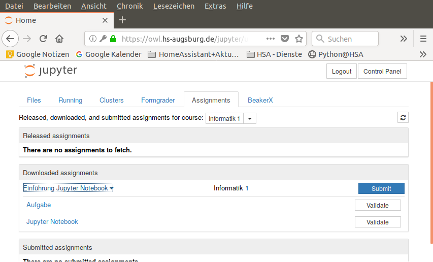 Auflisten aller Notebooks in diesem Assignment