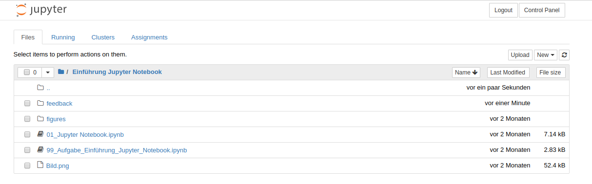 Feedback Ordner in einem Kapitel