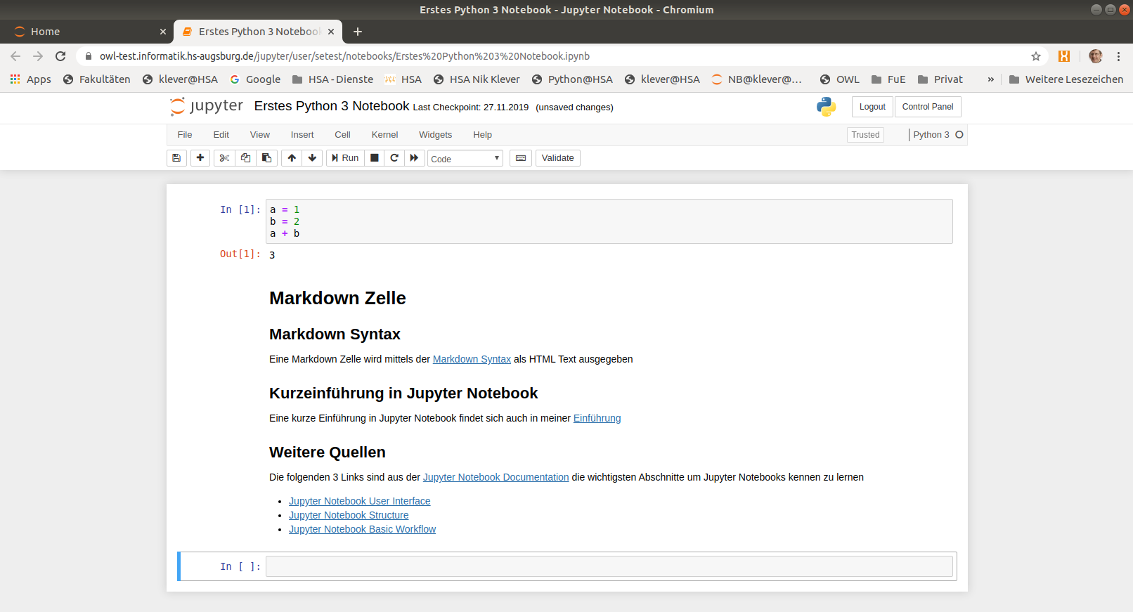 Ausgabe von Markdown Text