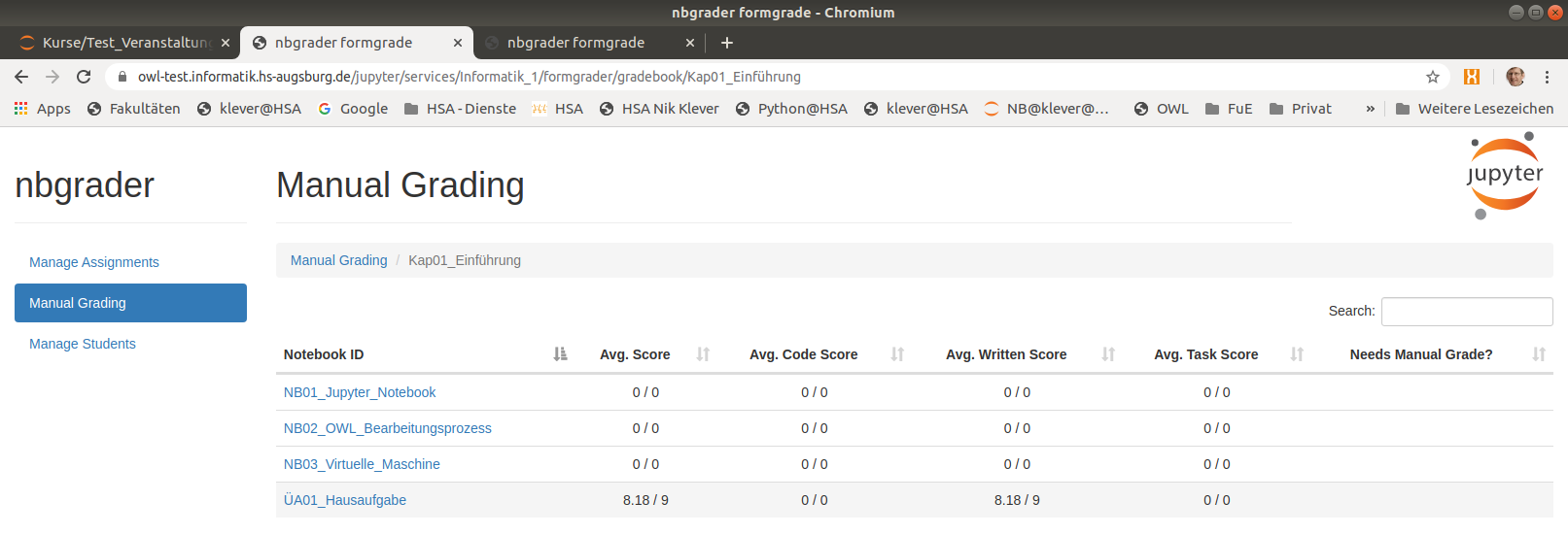 Manual Grading eines Assignments