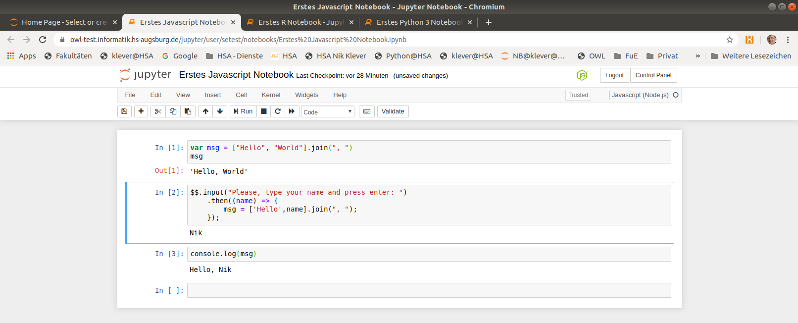 Neues Javascript Notebook