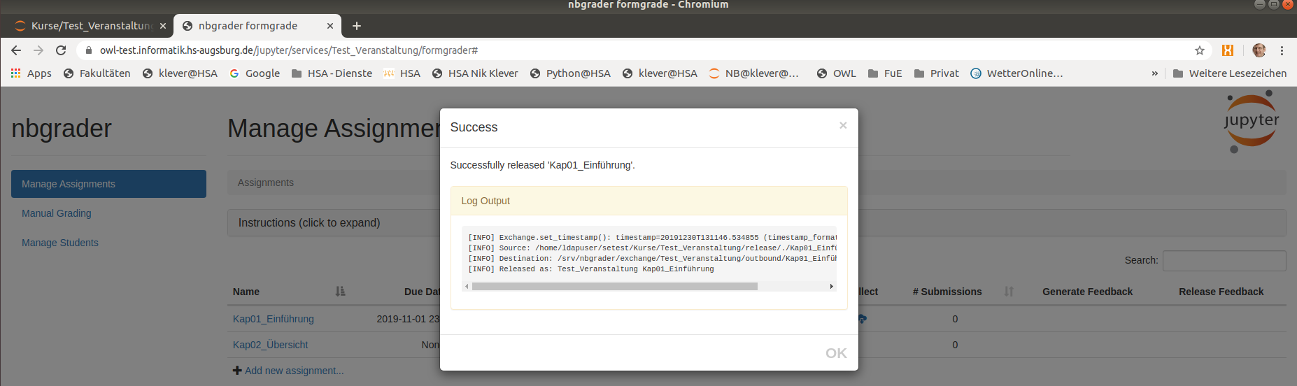 Release eines Assignments
